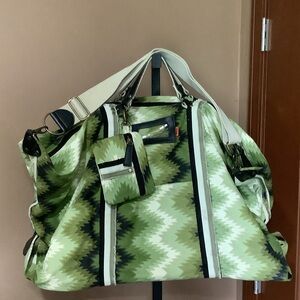 lllParcel green and grey southwestern patterned XXL duffle bag / luggage